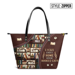 A House Is Not A Home Without Books And Cats TTRZ28109974NK Leather Tote Bag